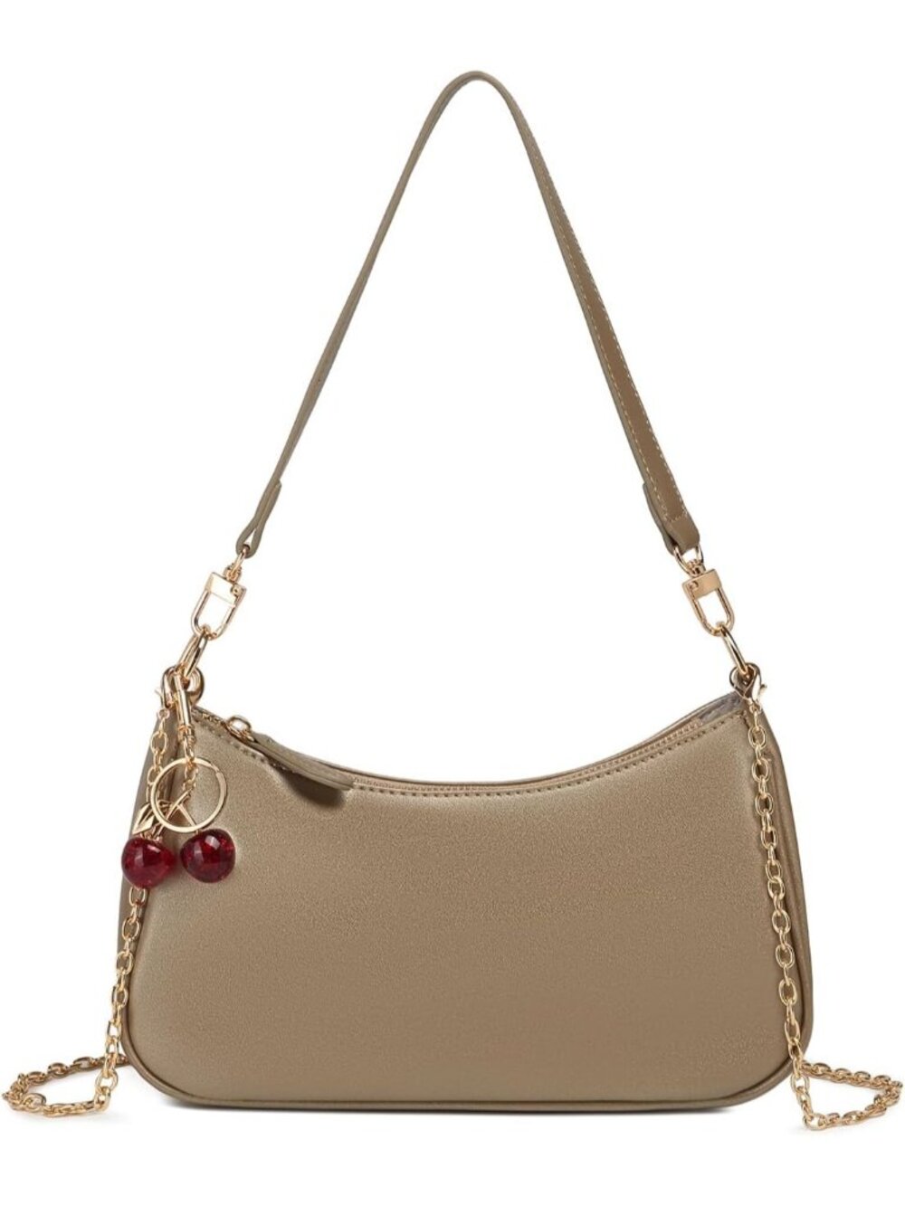 👜Women's Champagne Leather Minimalist Crossbody Bag Underarm Shoulder Bag Charm